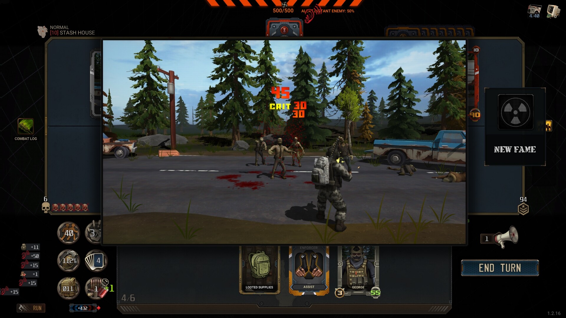 Steam screenshot: card table and 3D battlefield on one screen
