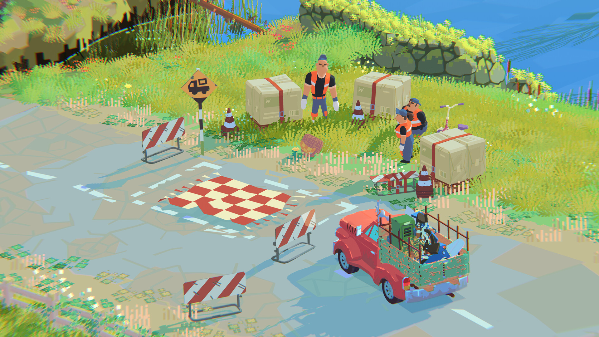 Truckful town and forest mood