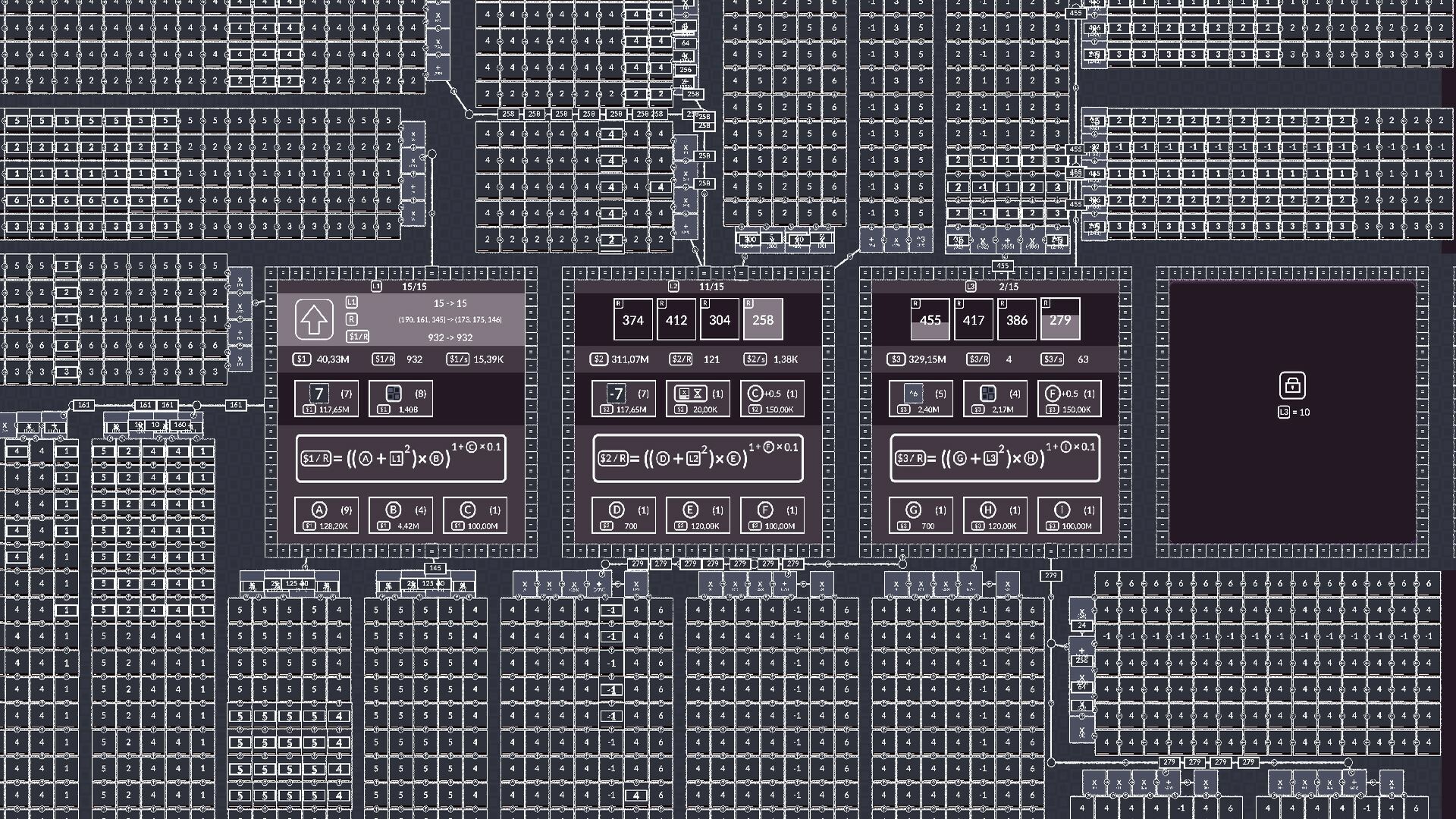 Node Math Steam screenshot: a board of number-crafting nodes